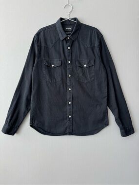 The Kooples Black Denim Snap-Front Western Shirt - Japanese Fabric - Size M